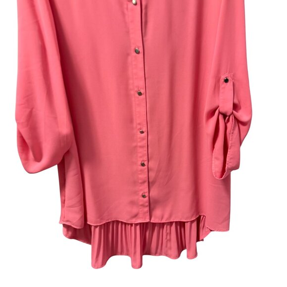Cato pink Button-Front High-Low Tunic Top Sz 18/20W Lightweight Polyester - Picture 5 of 12
